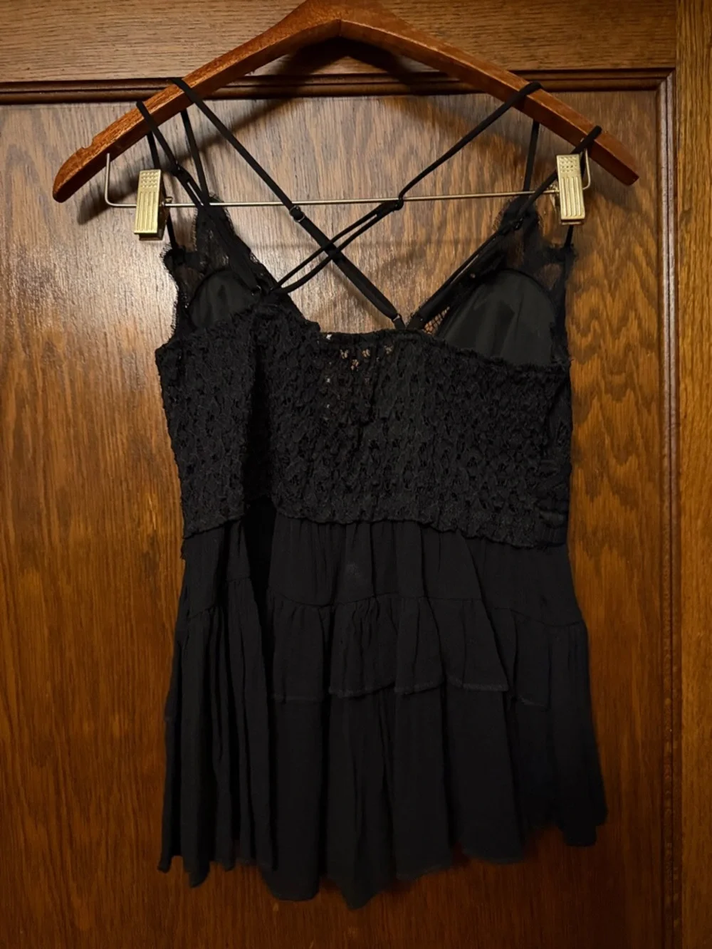 Zenana Outfitters Black Lace Tiered Spaghetti Strap Tank - Picture 3 of 3